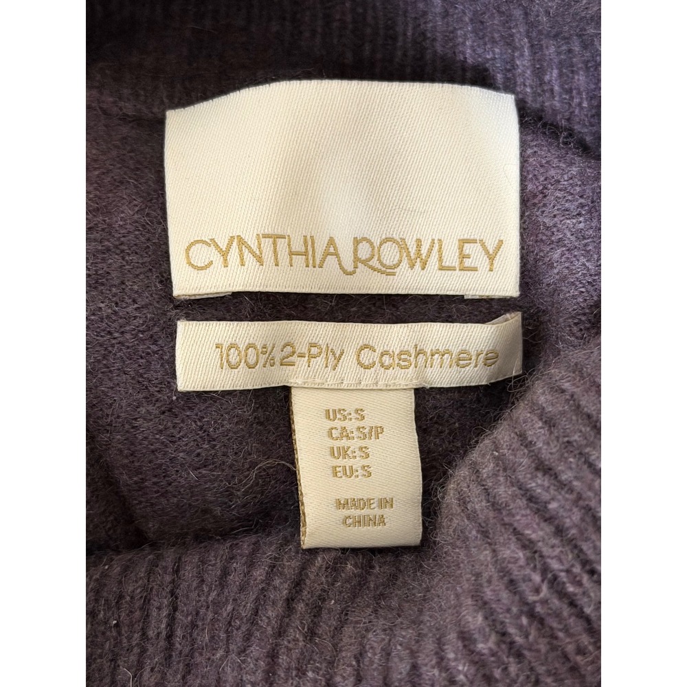 Cynthia Rowley Cashmere Sweater Womens Small Purple Cowl Neck High Low Tunic - Picture 3 of 4